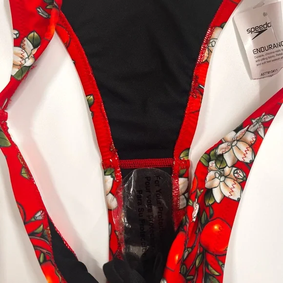 NWT Speedo Endurance Floral Print Red Cheeky Bikini Bottoms New With Tags Small - Picture 4 of 6
